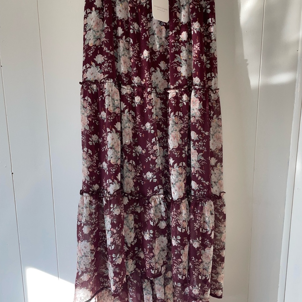 Altar'd State Burgundy Floral Maxi Dress